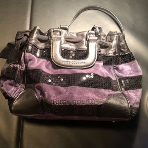 !!SALE!! Authentic Juicy Couture  velvet  Black Sequin Stripe Daydreamer Bag EUC